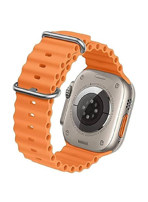 Gennext Replacement Silicone Hole Wavy Strap for Apple Watch Ultra/Watch Ultra 2 49mm, Orange