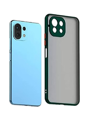 Gennext Xiaomi Mi 11 Lite Silicone Bumper Shockproof Matte Translucent Back Mobile Phone Case Cover, Green/Grey