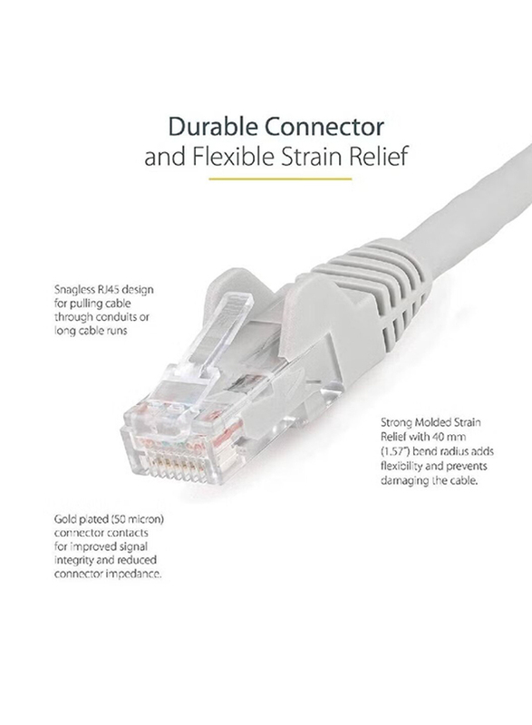 Gennext 10-Meters Full Copper Cat 6 Gigabit Ethernet Cable, Cat6 Gigabit Ethernet Adapter to Ethernet for Networking Devices, White