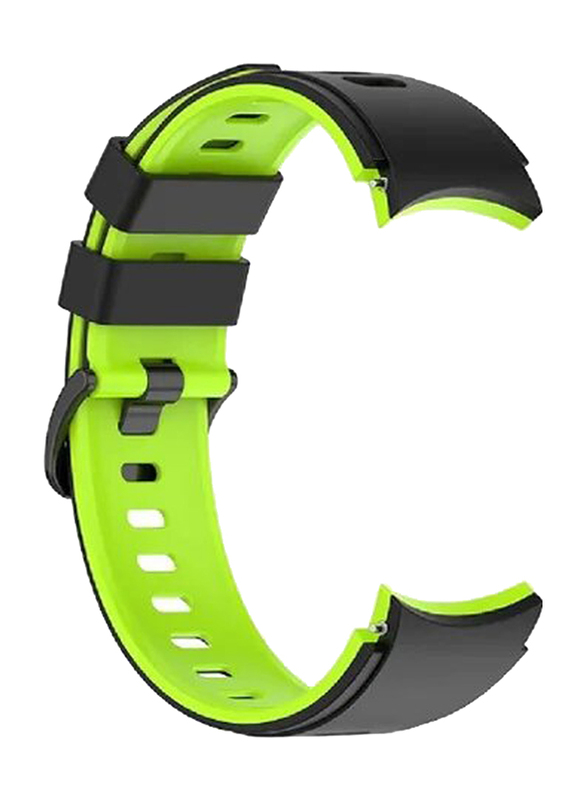 Gennext Soft Silicone Two Color Replacement Sport Band for Samsung Galaxy Watch 4, 4 Classic, 5, 5 Pro, 6 & 6 Classic, Black/Lime Green