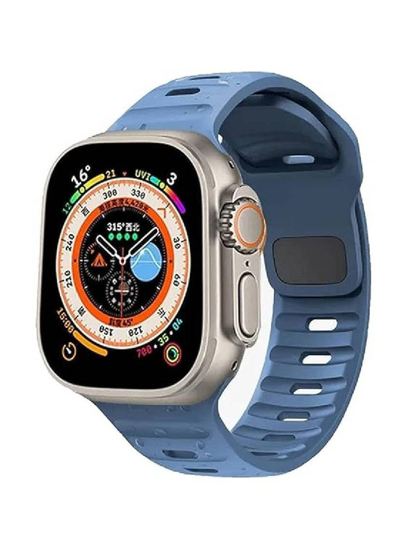 Gennext Soft Horizontal Silicone Band for Apple Watch Series Ultra 2/9/8 Ultra/8/7/6/5/4/3/SE 49mm/44mm/45mm/42mm, Blue