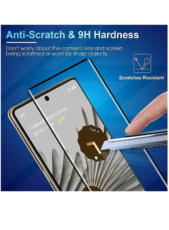 Google Pixel 7A 9H HD Anti Scratch Ultrasonic Fingerprint Unlock Friendly Mobile Phone Tempered Glass Screen Protector, 2 Pieces, Clear