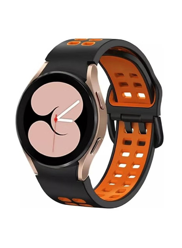 Gennext Two Colour Silicone Replacement Band for Samsung Galaxy Watch 6 Classic 47/43mm/5 Pro 45mm/4 Classic 46/42mm, Black/Orange