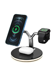 Gennext 3-in-1 Wireless Fast Charging Stand, Black/Silver