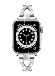 Gennext Luxury Bling Diamond Metal Stainless Steel Jewelry Band for Apple Watch Series 7/6/5/4/3/2/1/SE 45mm/44mm/42mm/Ultra Watch 49mm, Silver