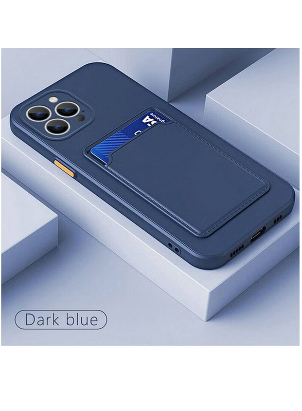 Zoomee Apple iPhone 13 Pro Max Protective Shockproof Card Slot Luxury Rubber Mobile Phone Case Cover, Dark Blue