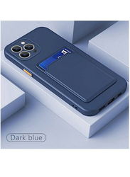 Zoomee Apple iPhone 13 Pro Max Protective Shockproof Card Slot Luxury Rubber Mobile Phone Case Cover, Dark Blue