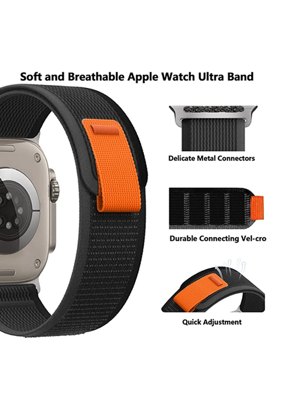 Zoomee Trail Loop Watch Band Strap for Apple Watch Ultra 49mm/45mm/44mm/42mm, Black/Orange