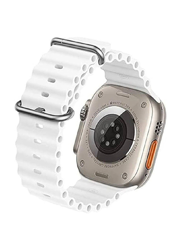 Gennext Replacement Silicone Hole Wavy Strap for Apple Watch 42/44/45/49mm, White