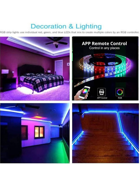 Gennext Smart 5M Colour Changing LED Strip Light with 24 Keys Remote Control & Alexa, Multicolour