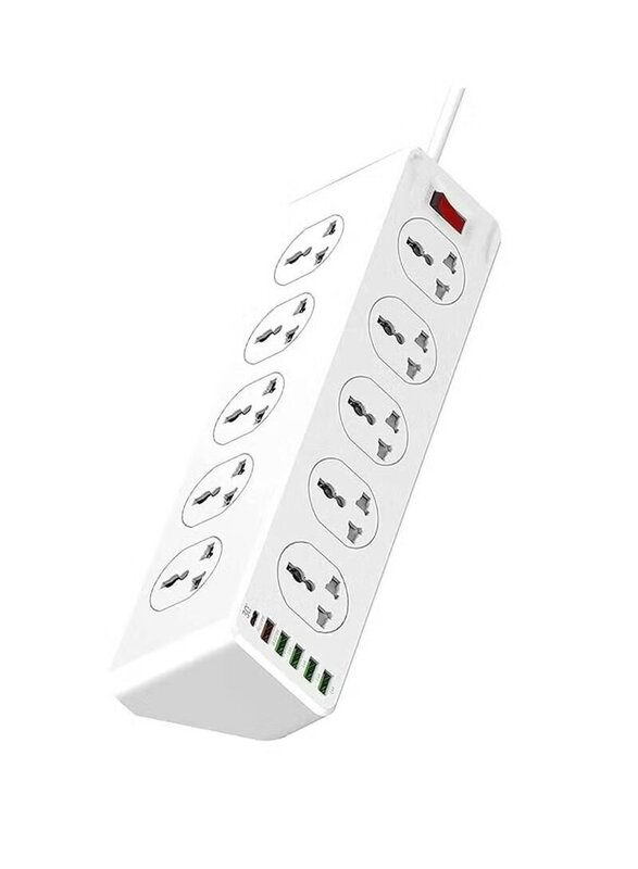 

Gennext Power Strip 10-Outlet Surge Protector Power Sockets, 6 USB Ports 30W PD+QC Fast Charging Adapter with 2-Meter Heavy-duty Power Extension Cord,