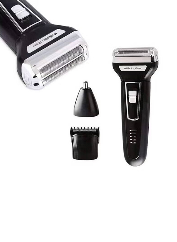 Gennext 3-in-1 Professional Cordless Rechargeable Waterproof Electric Razor Beard Trimmer with Hair Clippers, Black