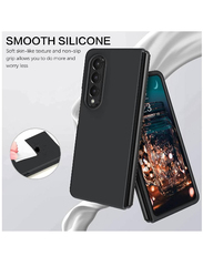 Zoomee Samsung Galaxy Z Fold4 Soft Silicone Gel Rubber Protective Bumper Slim Hard PC Thin Shockproof Mobile Phone Case Cover, Black