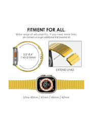 Gennext Stainless Steel Replacement Band with Folding Clasp for Apple Watch Ultra/Watch Ultra 2 49mm, Gold