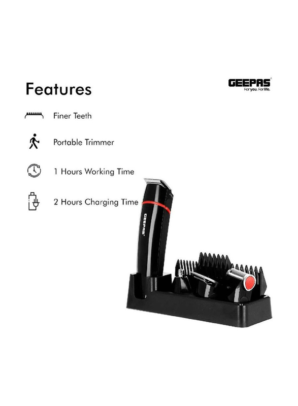 Geepas Rechargeable Trimmer for Men, GTR8128N, Black