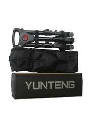 Yunteng 3 Wheels Pulley Universal Foldable DSLR Camera Tripod with Dolly Base Stand, Black