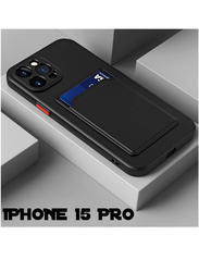 Apple iPhone 15 Pro Protective Shockproof Card Slot Camera Protection Mobile Phone Case Cover, Black