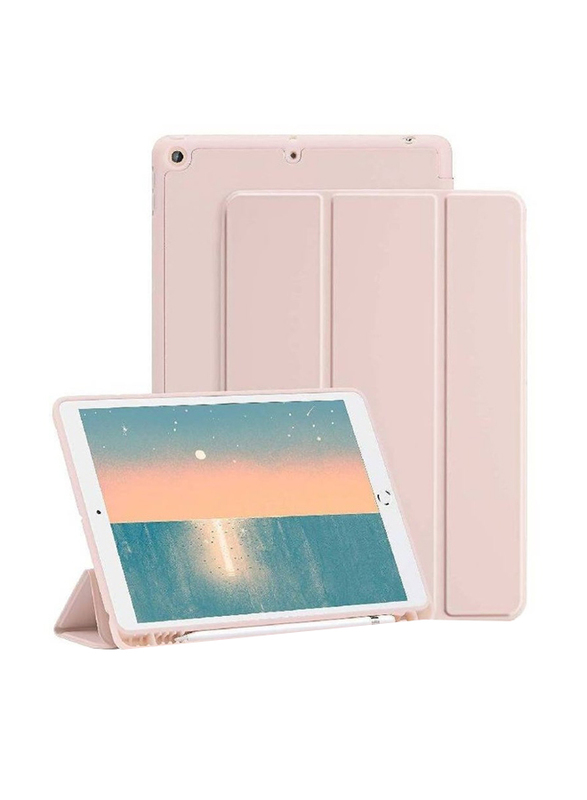 Gennext Apple iPad 9th Gen 10.2-Inch Slim Soft TPU Back Smart Magnetic Stand Protective Cover Cases with Pencil Holder, Pink