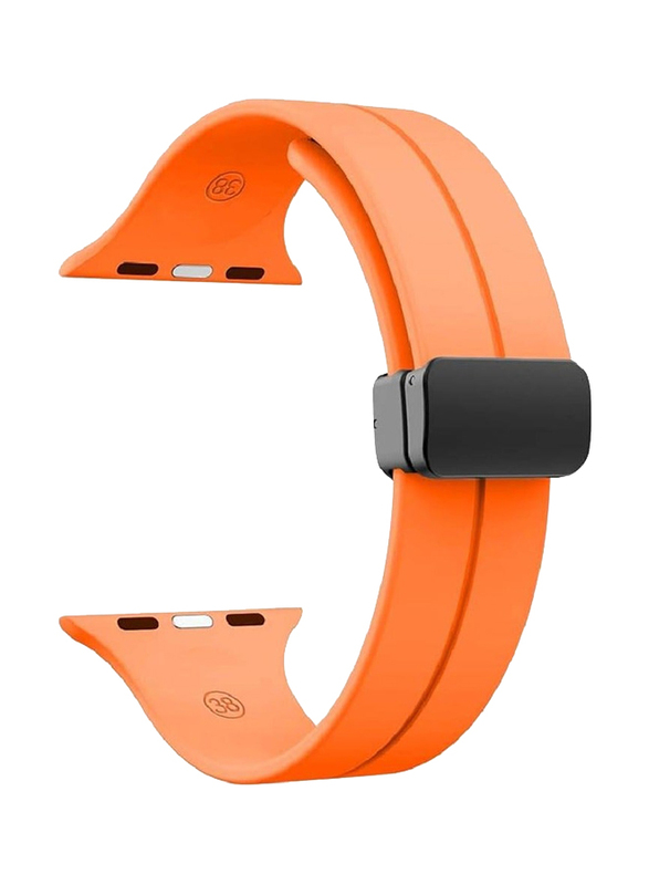 Gennext Soft Silicone Magnetic Buckle Replacement Sport Watch Band for Apple Watch Ultra/Watch Ultra 2 49mm, Orange