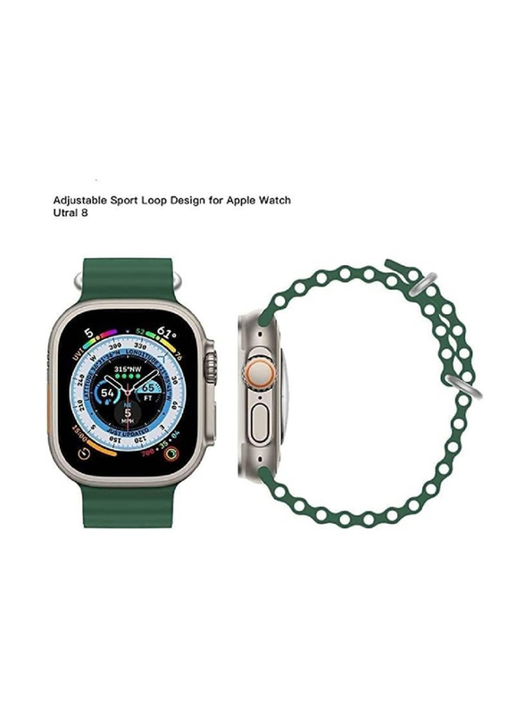 Gennext Replacement Silicone Hole Wavy Strap for Apple Watch 42/44/45/49mm, Green