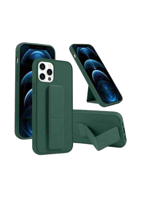 Zoomee Apple iPhone 13 Pro Mobile Phone Case Cover with Magnetic Foldable Back Stand & Finger Strap, Green