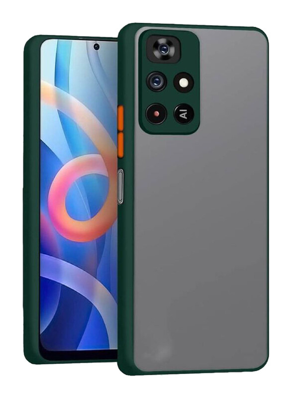 

Gennext Redmi Note 11T 5g Bumper Shockproof Matte Translucent Silicone Mobile Phone Case Cover, Green