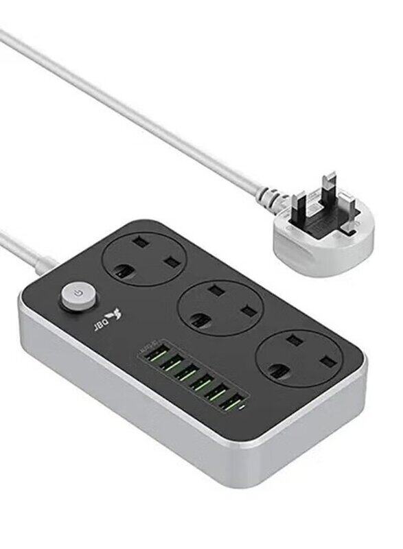 Jbq 3-Power Socket and 6-Port USB Adapter, Grey