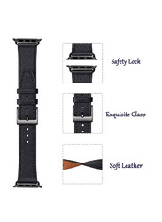 Gennext Replacement Genuine Leather Strap for Apple iWatch Series 8/SE/7/6/5/4/3/2/1 Ultra Watch 49mm/Ultra Watch 2/45mm/44mm/42mm, Black