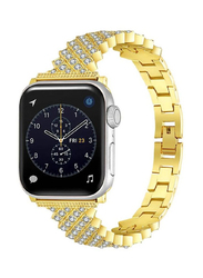 Gennext Bling Diamond Stainless Steel Band for Apple Watch 41mm/40mm/38mm, Gold