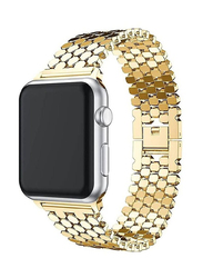 Gennext Honeycomb Pattern Stainless Steel Replacement Watchband for Apple Watch 42/44/45mm, Gold