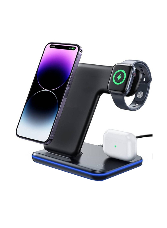 Gennext Z5 3-in-1 Wireless Charger Stand, Black