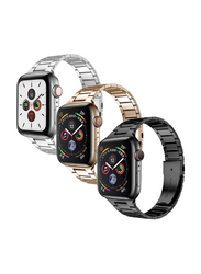 Gennext 3 Pack Stainless Steel Band with Case for Apple Watch Series 8/7/6/5/4/3/2/1/SE 42mm/44mm/45mm, Multicolour