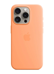 Gennext Apple iPhone 15 Pro Max Slim Liquid Silicone Shockproof Protective Anti-Scratch Microfiber Mobile Phone Case Cover, Orange