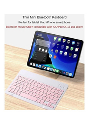 Gennext Rechargeable Bluetooth Keyboard and Mouse Combo Ultra-Slim Portable Compact Wireless English Mouse Keyboard Set for Android Windows Tablet Cell Phone Apple iPhone iPad Pro Air Mini, Pink