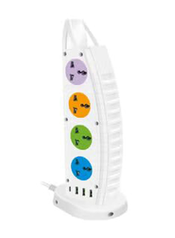 

Gennext 4 Sockets 2500W Vertical Power Strip Tower, White