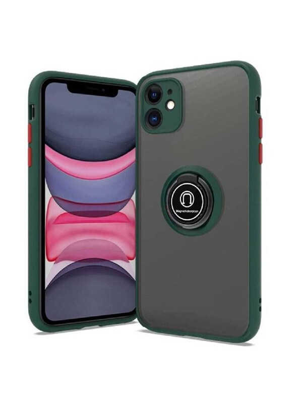 

Gennext Apple iPhone 12 Mobile Phone Case Cover with Metal Ring Holder, Green