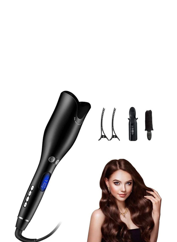 Automatic Hair Curler Ceramic Rotating for Stunning Wavy Hair with Display & Adjustable Temperature, Black