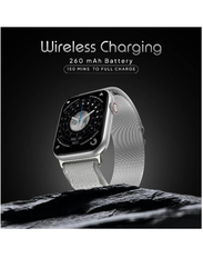 Always On 2.05-inch Large Display Wireless Charging Rotating Crown with Bluetooth Calling Smartwatch, Silver