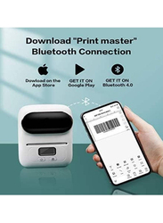 M110 Portable Bluetooth Thermal Label Printer with Label Roll, White