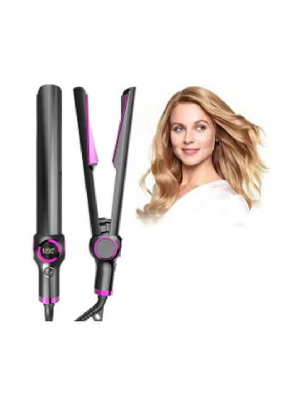 Gennext Portable Professional New Design Straight Infrared Volume Temperature Hair Straightener, Black/Pink