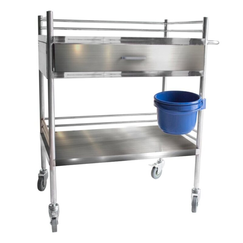 Medical Stainless Steel Trolley with 1 Drawer