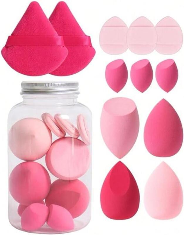 12 PCS Beauty Blender Makeup Sponge Set, Big and Mini Blender Sponges for Liquid, Creams and Powders, Foundation Blending Sponge Cosmetic Puff, Latex Free Wet and Dry Make up Sponge Pack of 12 (Pink)