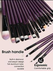 20 Pcs Makeup Brush Sets Purple in Color Premium Synthetic Hair Eyeshadow Blending Brush Sets