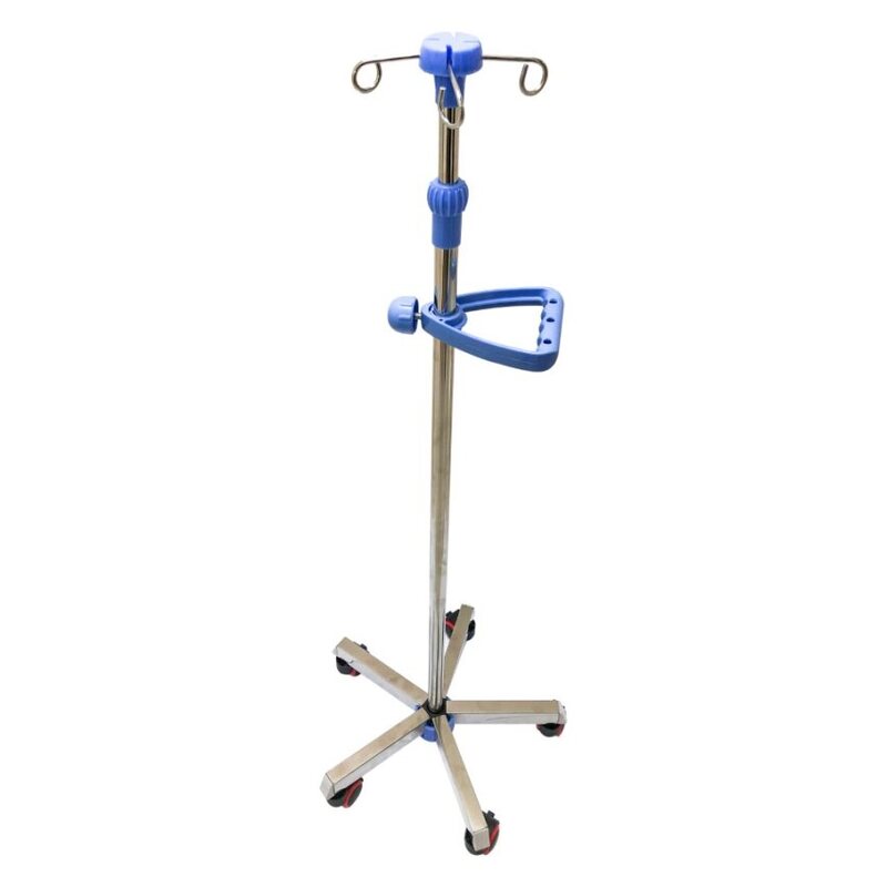 Mobile IV Stand-Movable Infusion Stand 4 Hooks Height Adjustable Retractable IV Stand