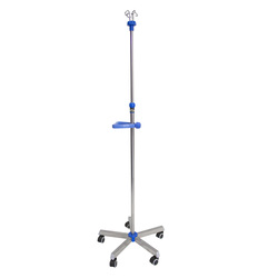 Mobile IV Stand-Movable Infusion Stand 4 Hooks Height Adjustable Retractable IV Stand