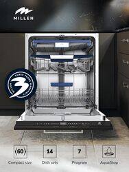 MILLEN Built-in Dishwasher - Large Capacity, Auto Open, Side Indicator, 14 place settings, 3Y Warranty, MDW60731