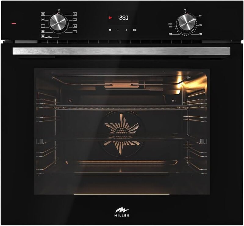 MILLEN MEO 6003 BL 78L Electric Oven - Energy Class A, 9 Cooking Modes, 60 cm, SCHOTT Double Glass Door, Glass finish, Mechanical and Touch Control with Timer, 3 Year Warranty