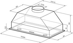 MILLEN 90 cm Buit in Range Hood 750 m3/h - MBKHG 902 BL, 3 Year Warranty