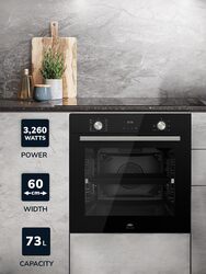 MILLEN Built In Electric Oven, 10 Cooking Modes, 73L - 3 Years Warranty, SCHOTT Inner Glass, MEO 6004 BL