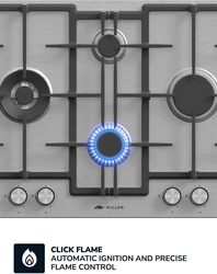 MILLEN MGH 6501 IX 65 cm Built-in 4 Burners Gas Hob - Stainless-Steel Finish, 9700 Watts, Mechanical and Electric Ignition Control, 3 Year Warranty